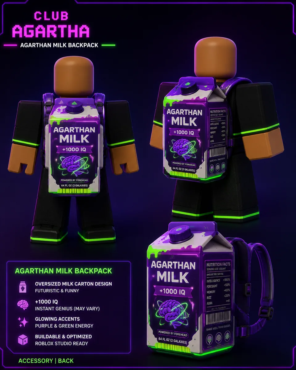 Agarthan Milk backpack development plate