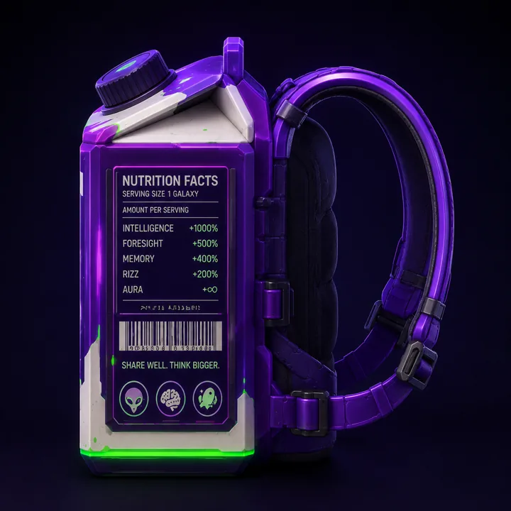 Left view of the Agarthan Milk backpack